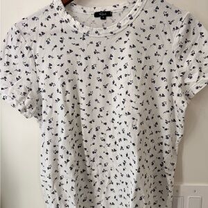 Rails White and Blue Floral Short Sleeve Top